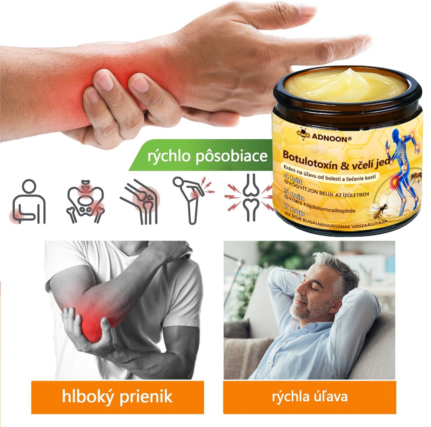 🦴ADNOON® Krém na hojenie kostí s botulotoxínom a včelím jedom ⭐👨‍⚕️Schválené Slovenskou spoločnosťou ortopedie a traumatológie (SOTS)🦴